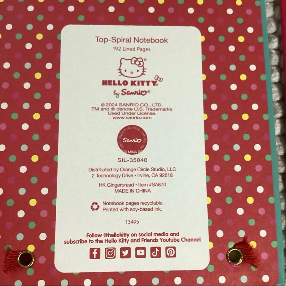 Hello Kitty Lot of 2 Spiral Top Notebooks 192pg Hardcover Christmas NEW Giftable